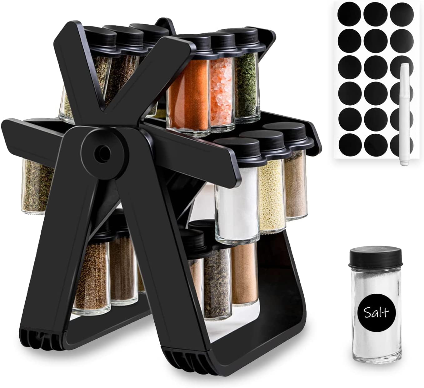 𝟑𝟔𝟎° 𝐑𝐨𝐭𝐚𝐭𝐢𝐧𝐠 𝐒𝐩𝐢𝐜𝐞 𝐑𝐚𝐜𝐤 𝐎𝐫𝐠𝐚𝐧𝐢𝐳𝐞𝐫 𝐰𝐢𝐭𝐡 18 𝐆𝐥𝐚𝐬𝐬 𝐉𝐚𝐫𝐬